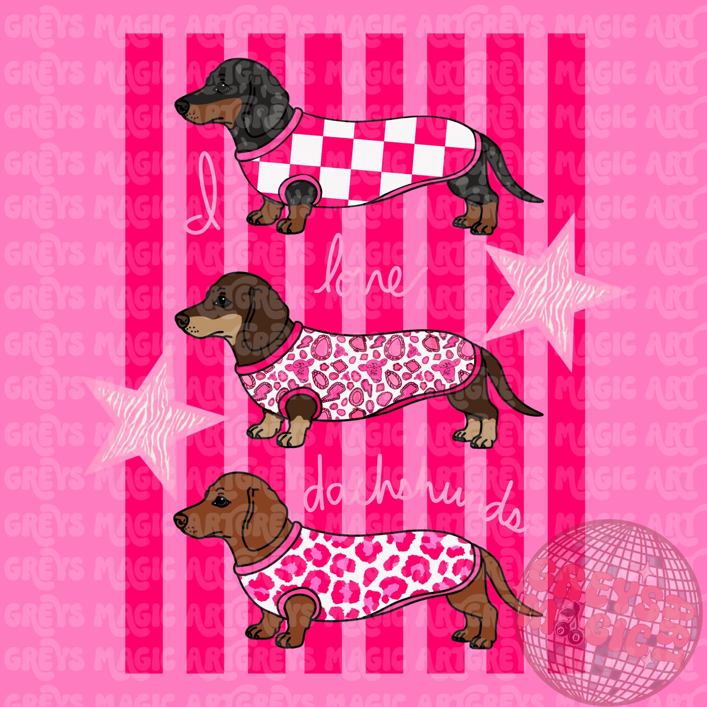 I Love Dachshunds Pink PNG