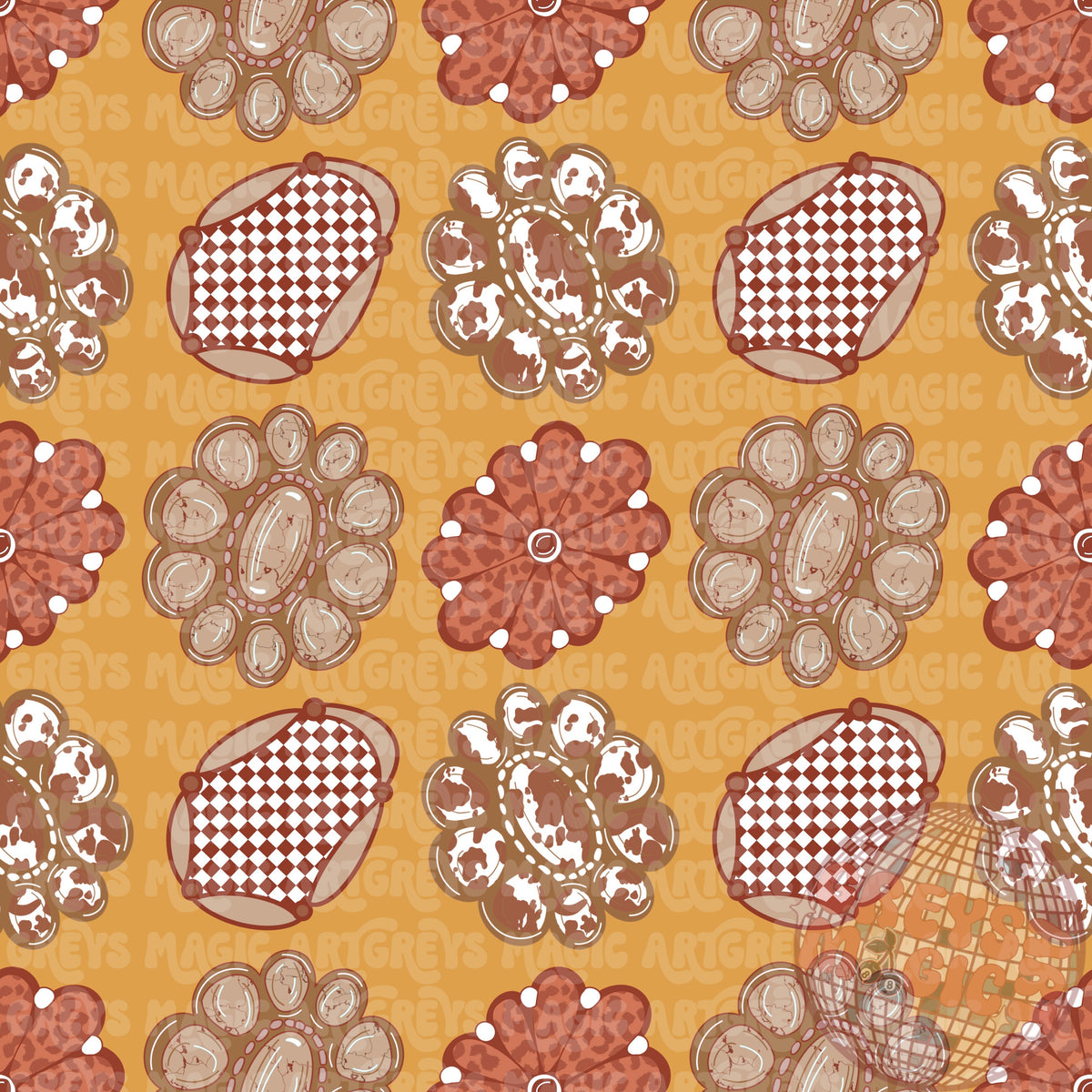 Cow Checkered Cheetah Marble Fall Conchos Seamless File