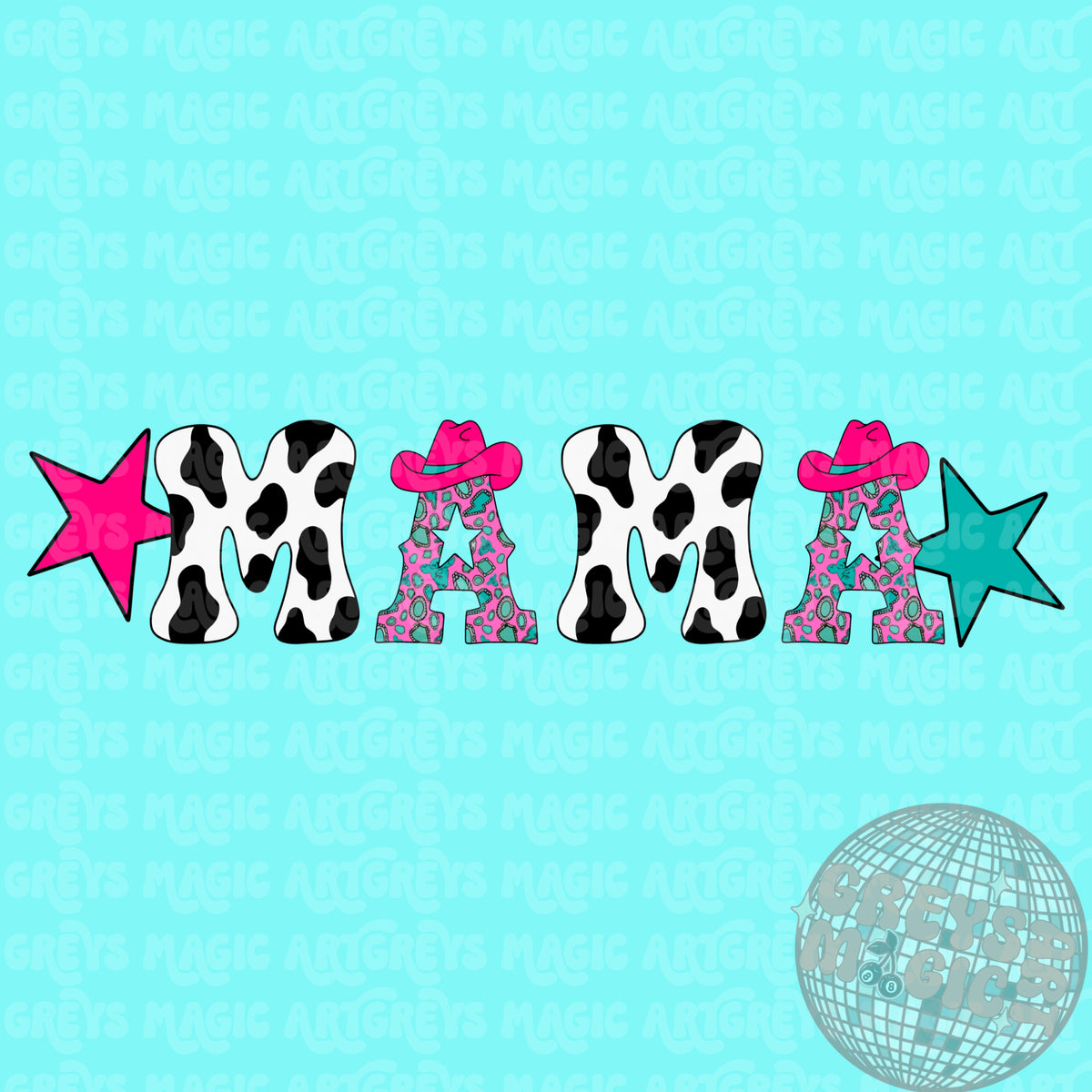 Western Pink And Turquoise Mama PNG