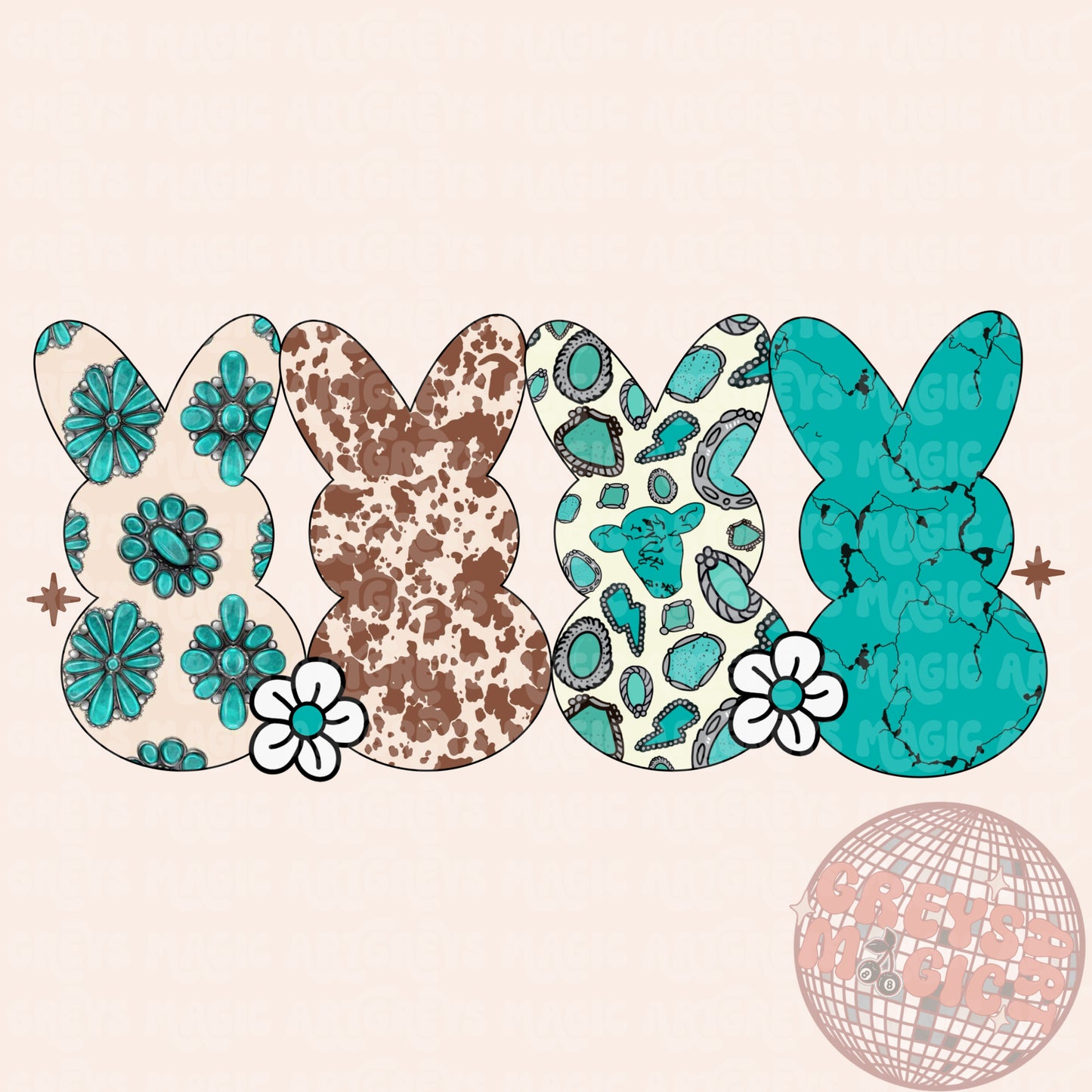 Western Girl Bunnies PNG