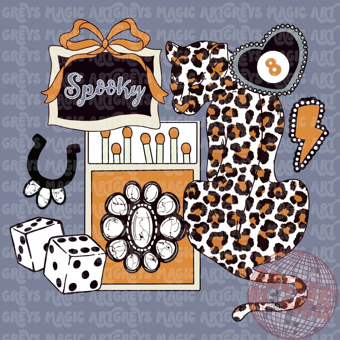 Spooky Cheetah Retro PNG