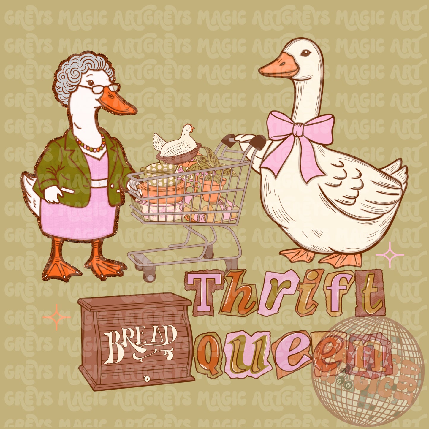 Vintage Thrift Queen PNG