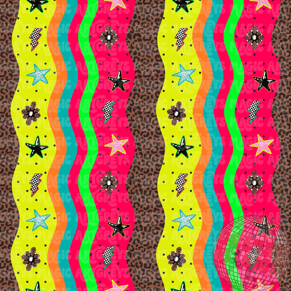 Born To Dilly Dally Neon Cheetah Waves Coord Seamless File