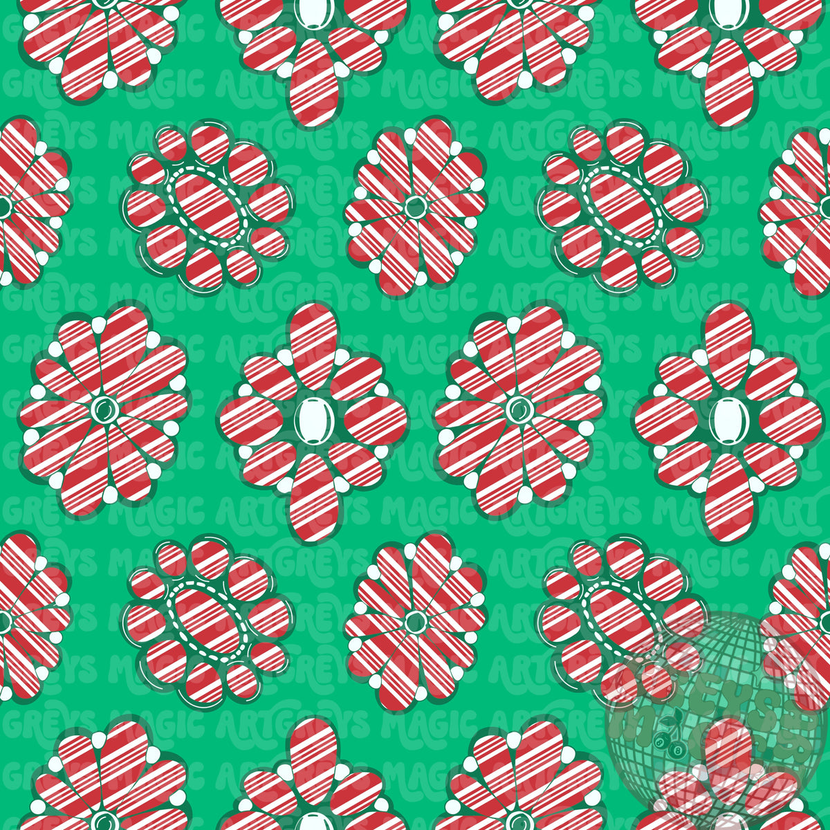 Candy Cane Red And White Christmas Conchos Seamless File