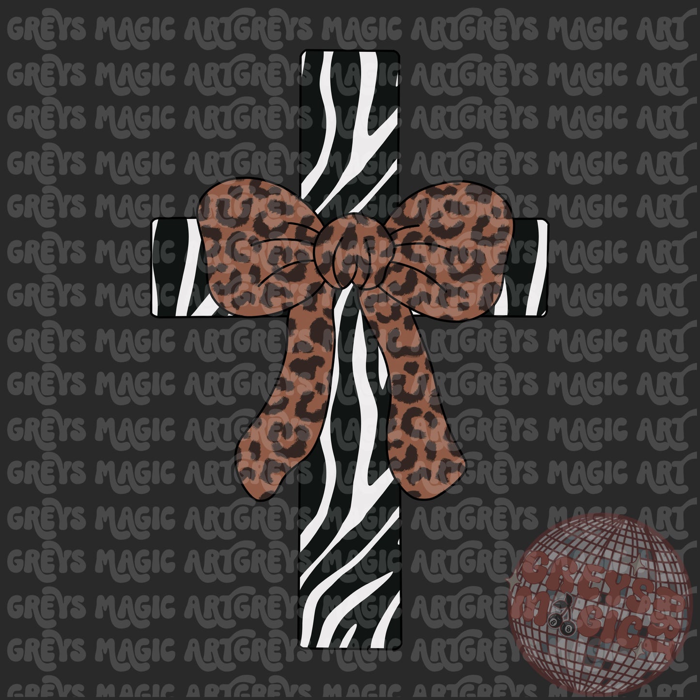 Zebra Cross Cheetah Bow PNG