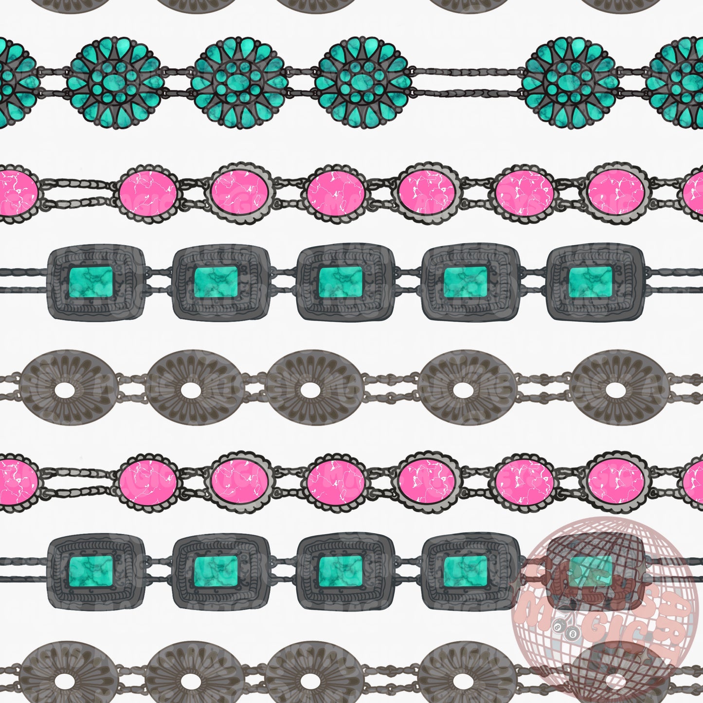 Pink And Teal Concho Belts Seamless File