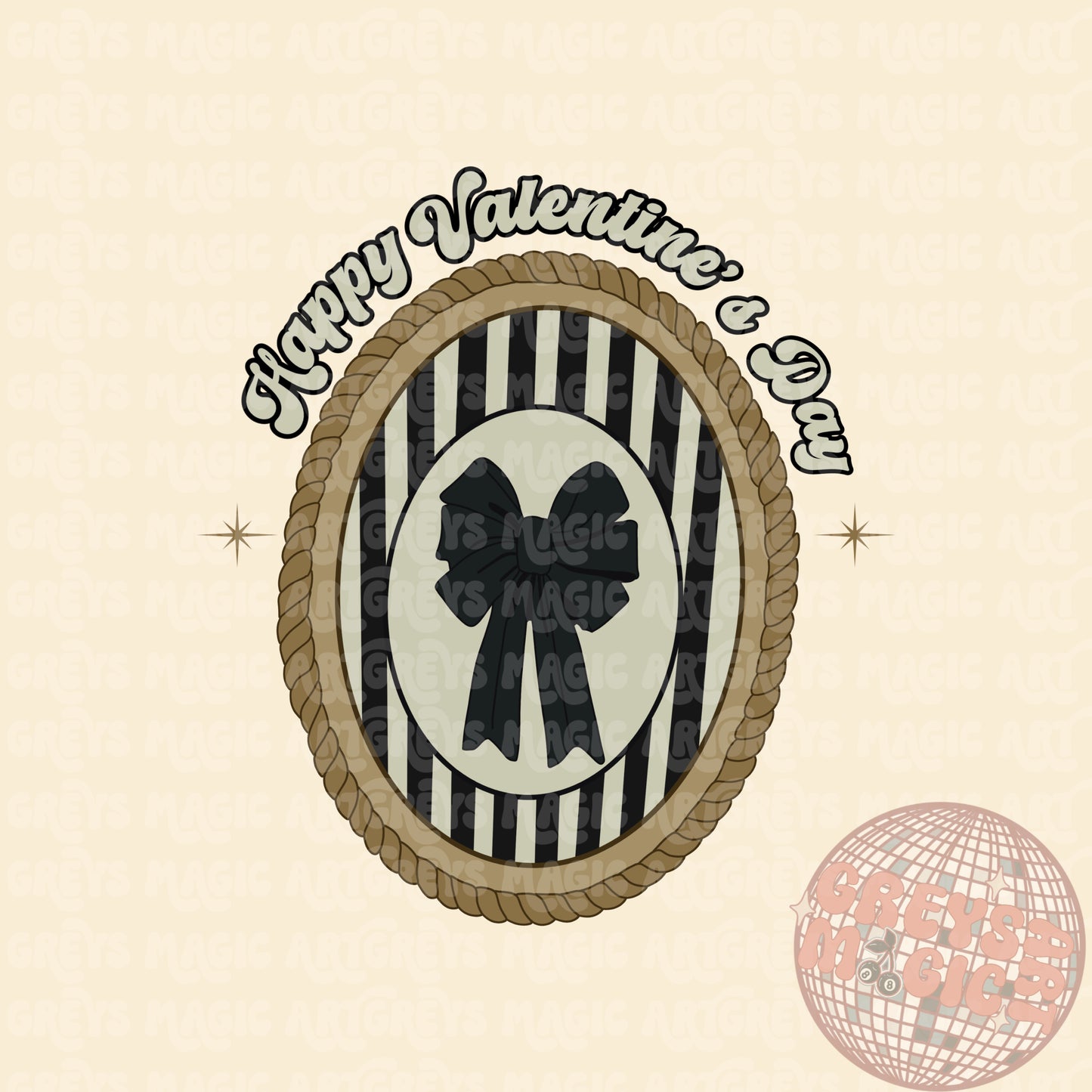 Happy Valentines Day Bow Mirror PNG
