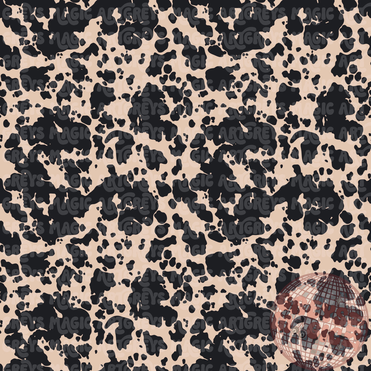 Muted Cream And Off Black Cowprint Seamless File