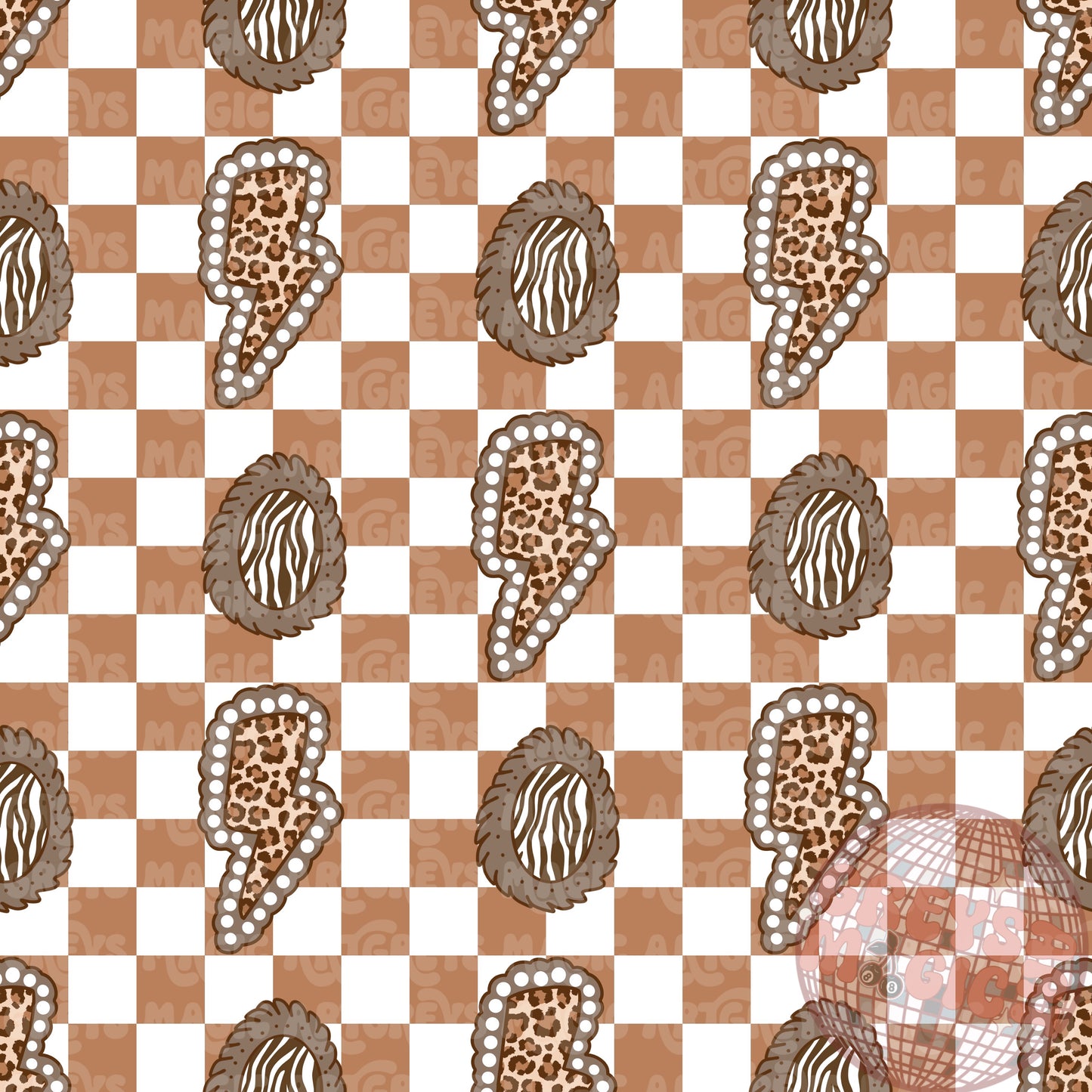 Caramel Checkered Fall Animal Conchos Seamless File