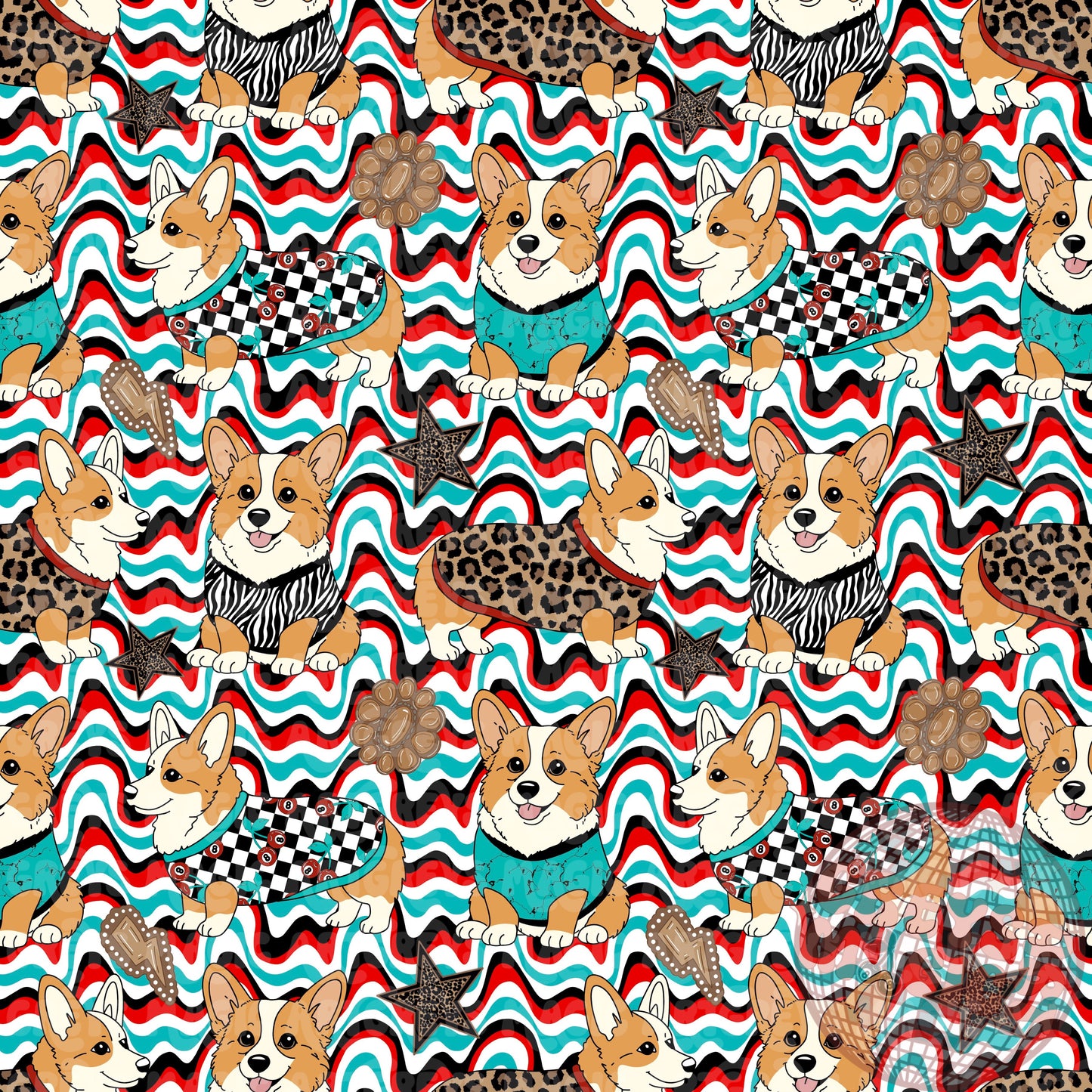 Retro Corgi Dog Seamless File