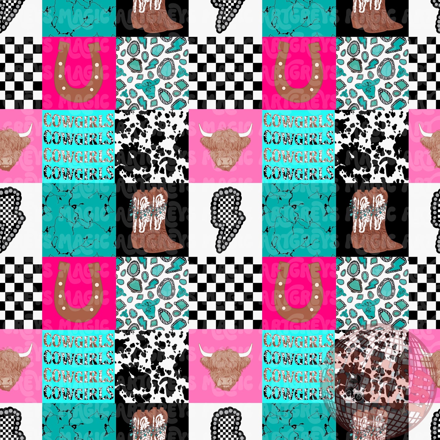 Cowgirl Checkered Mash Up Seamless File