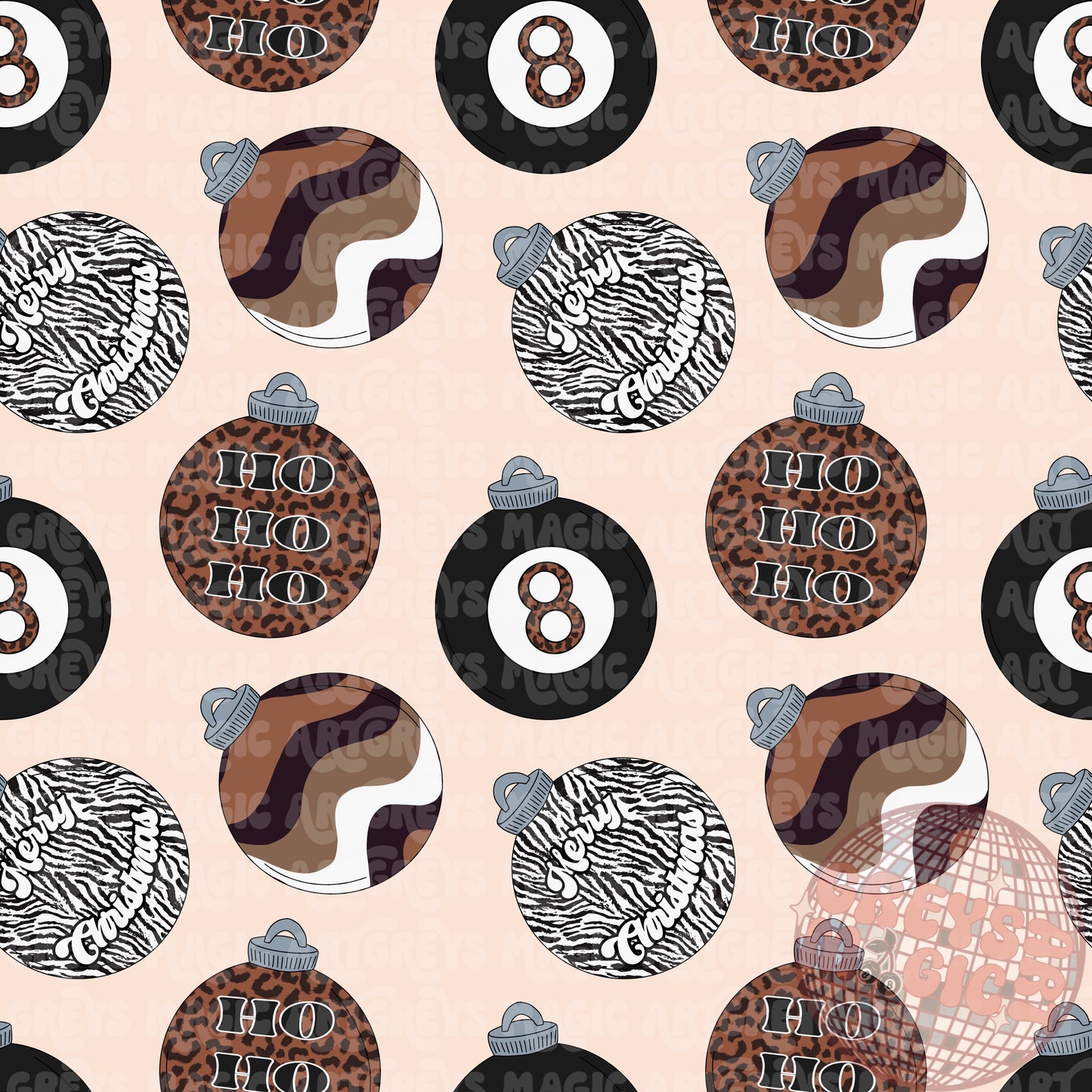 Cream Retro Christmas Ornament Seamless File