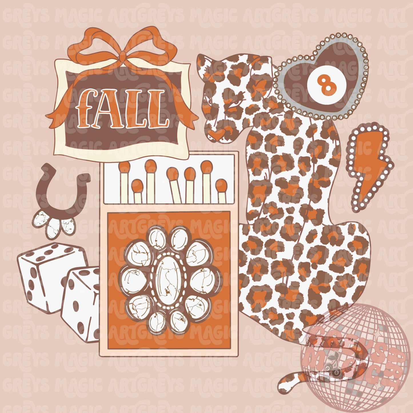 Fall Cheetah Matches Retro PNG