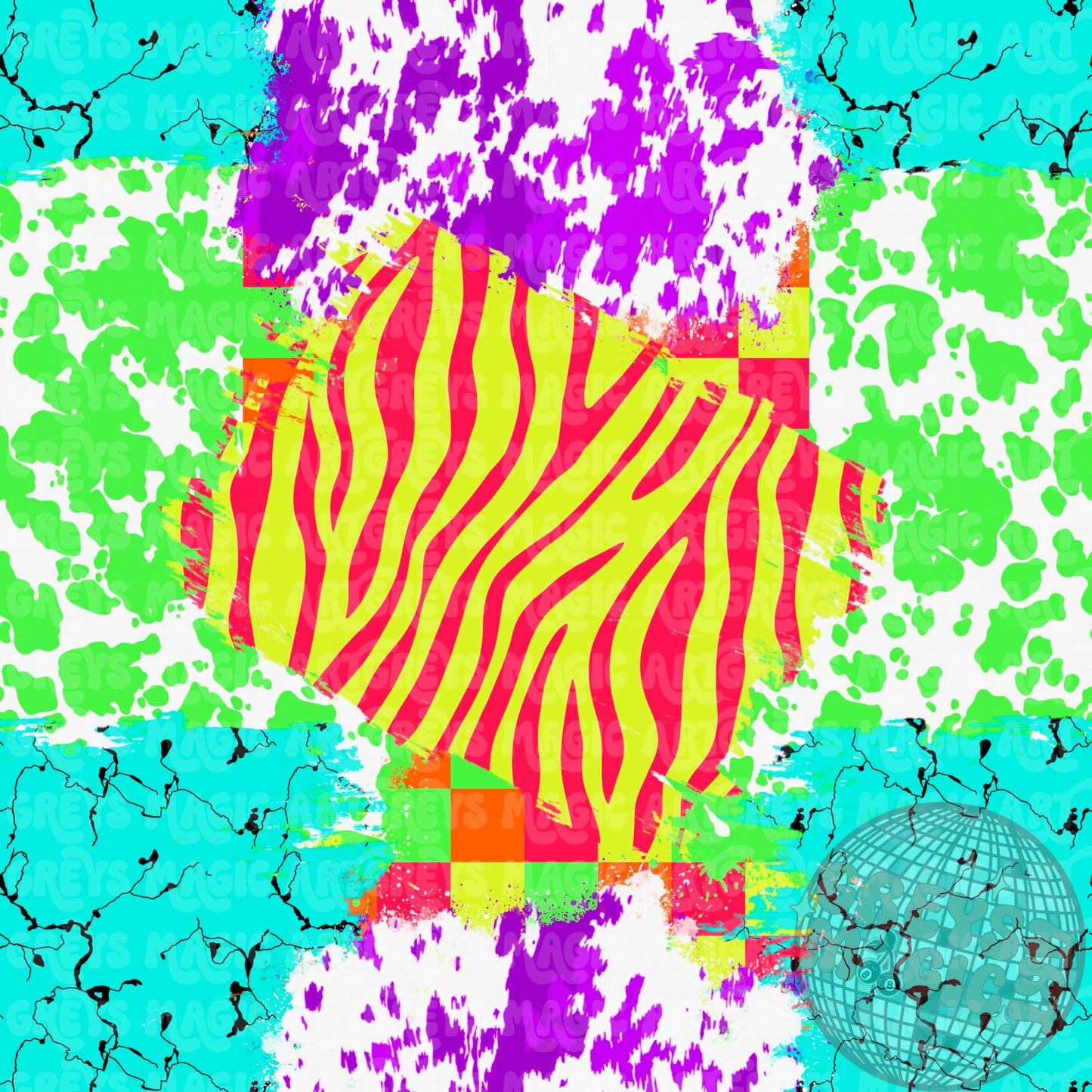 Neon Zebra Cowprint Marble Stone Patches Seamless File