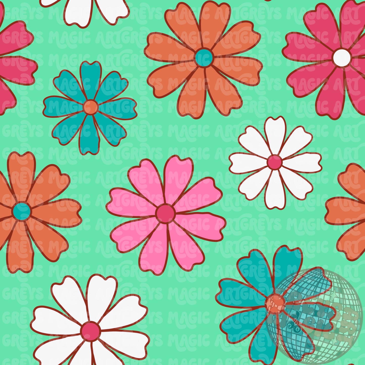 Mint Floral Seamless File