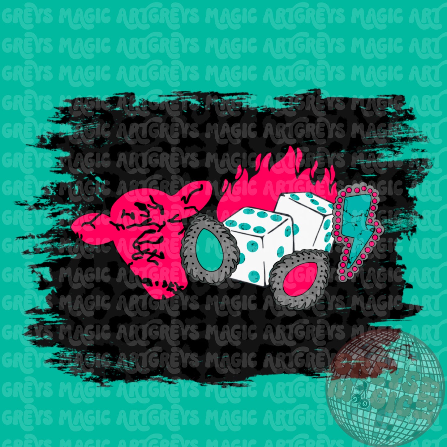 Black Cheetah Neon Western Mash PNG