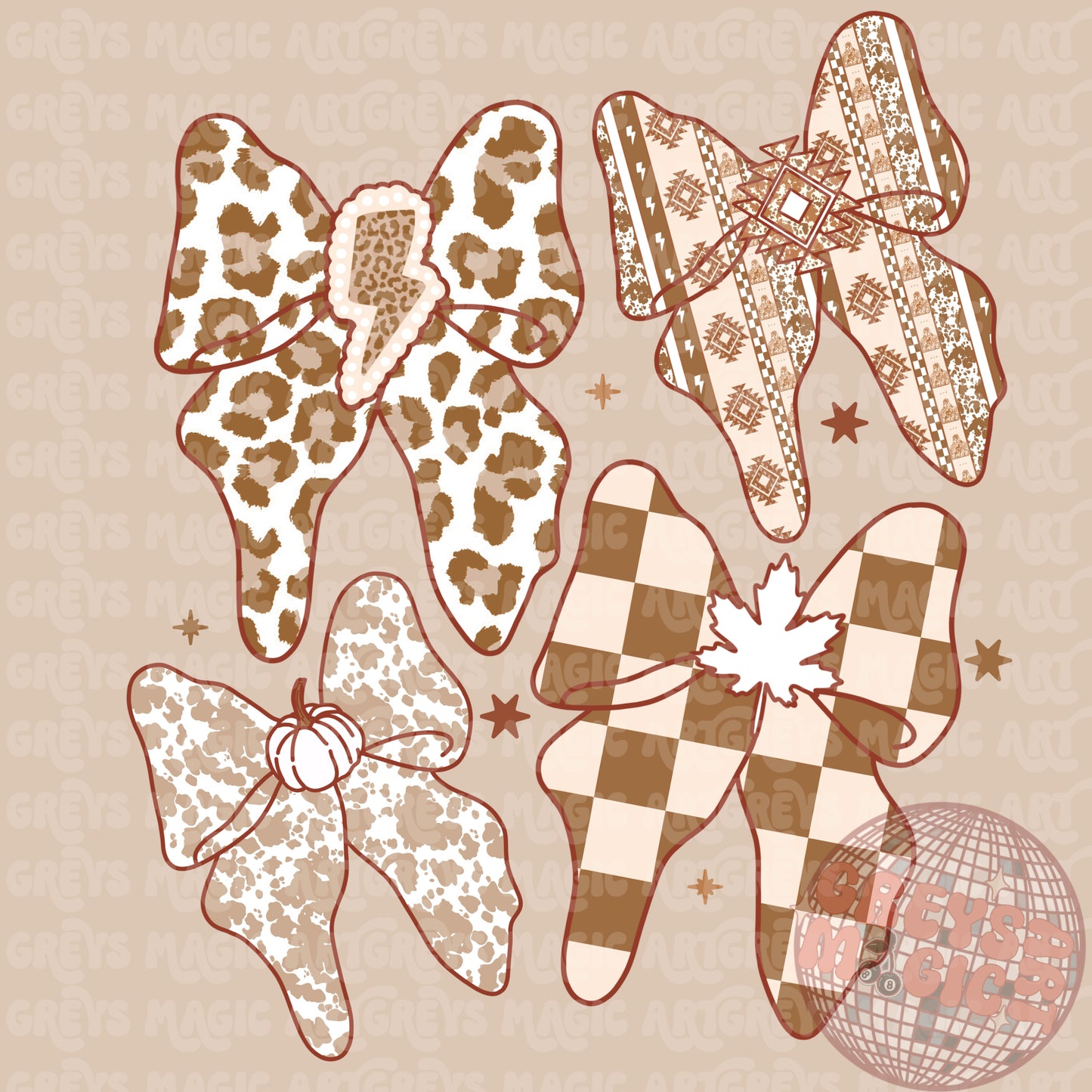 Neutral Fall Western Bows PNG