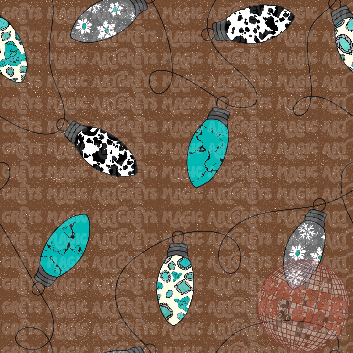 Western Christmas Lights Seamless File