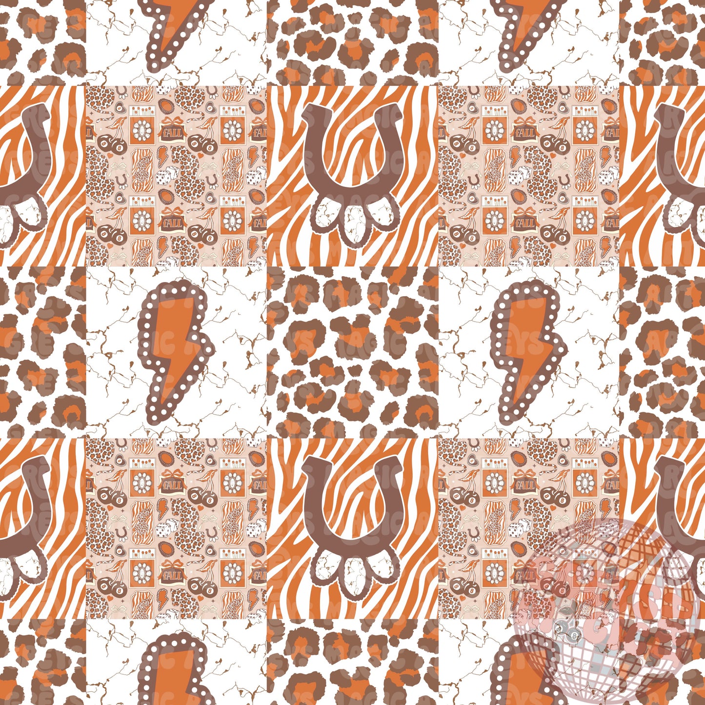 Fall Zebra Cheetah Concho Patches Seamless File
