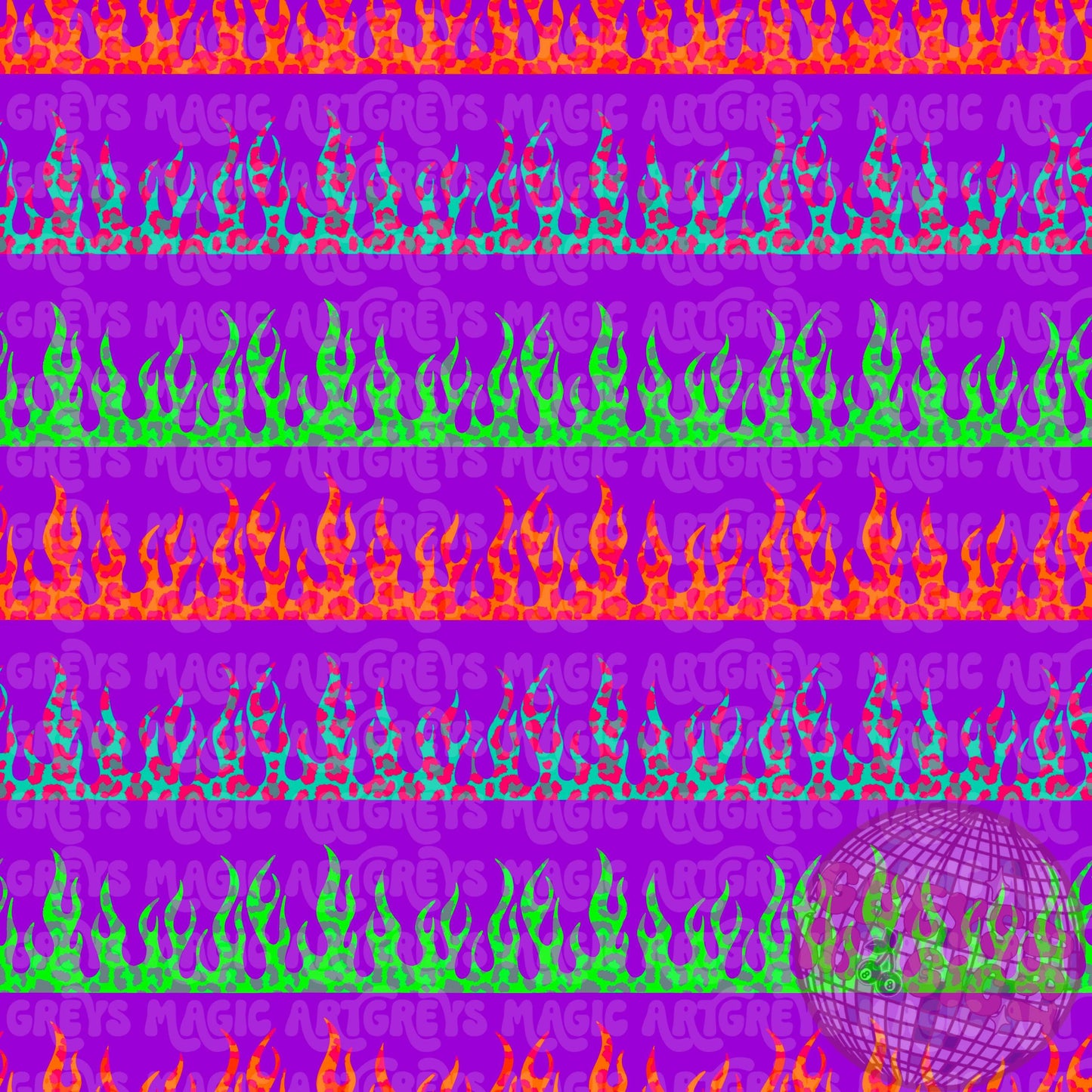 Neon Leopard Flames Purple Seamless File
