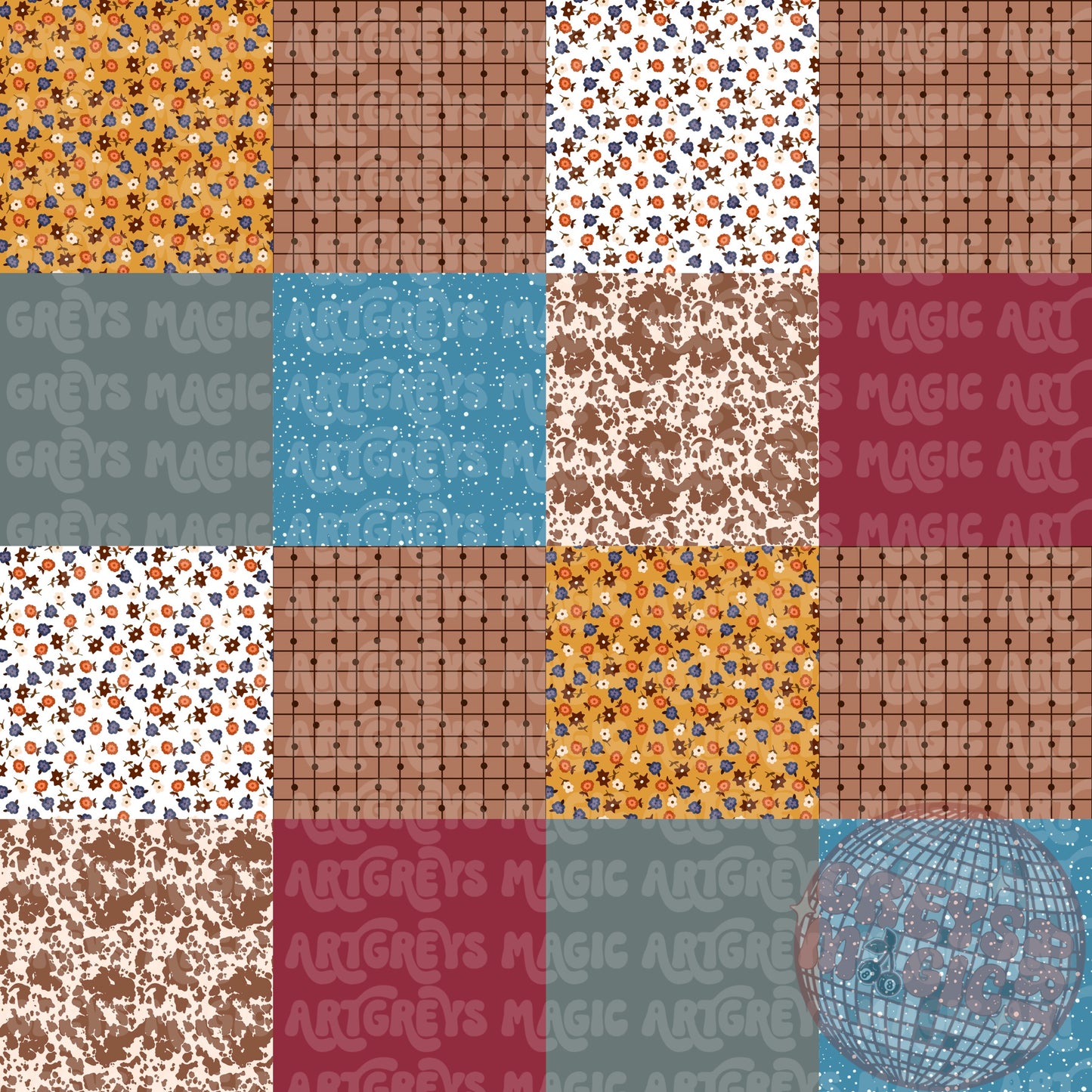 String Cheese Floral Patchwork Seamless File