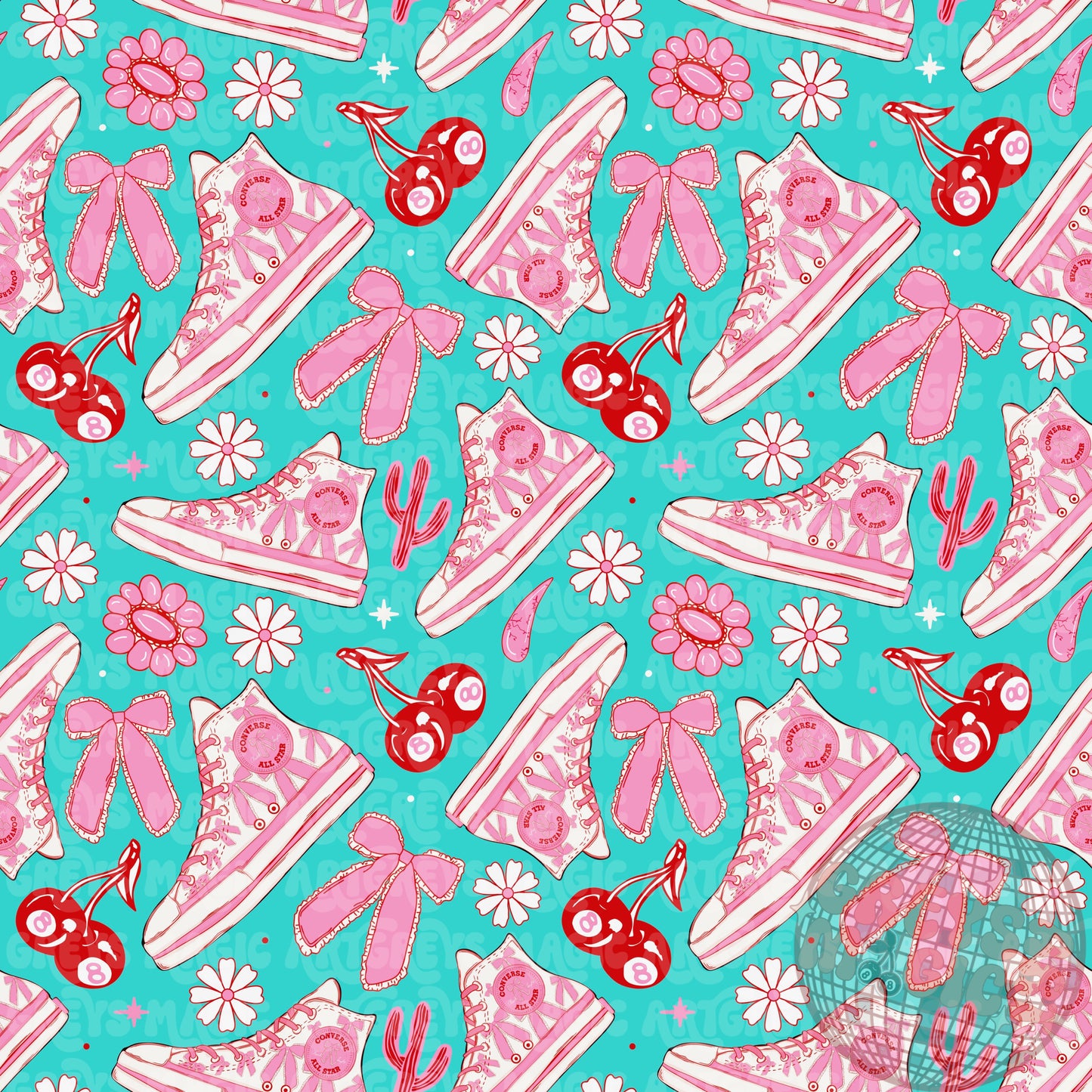 Pink Bow Converse 8ball Cherry Concho Seamless File