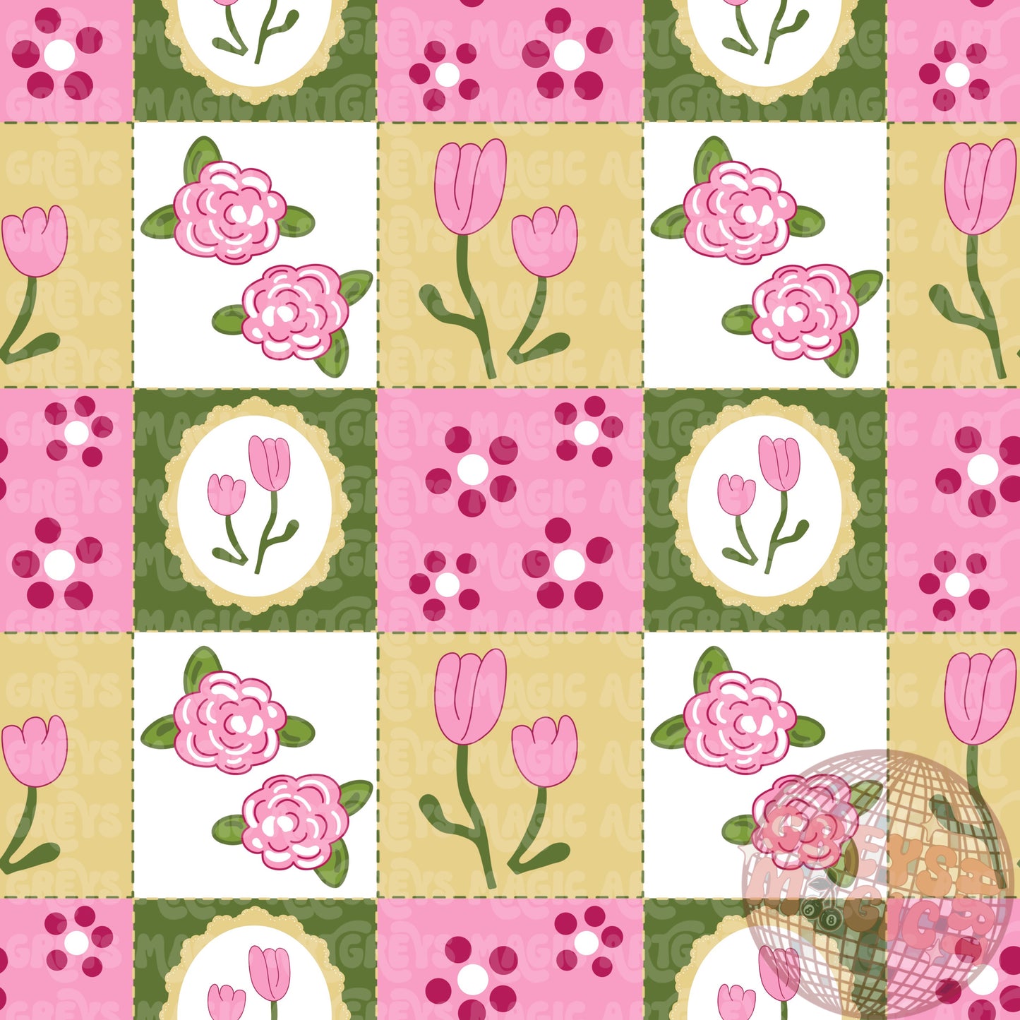 Checkered Spring Floral Seamless File