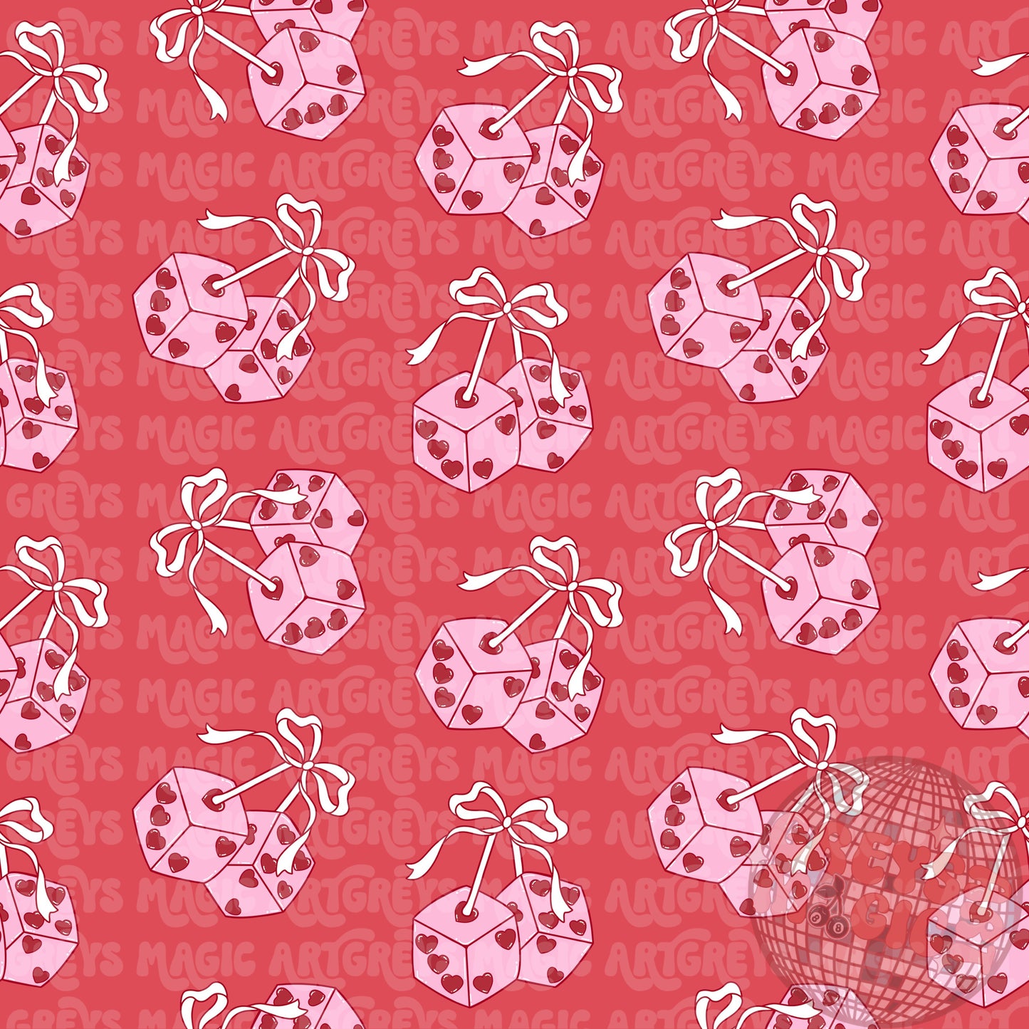 Red Valentines Day Pink Dice Seamless File