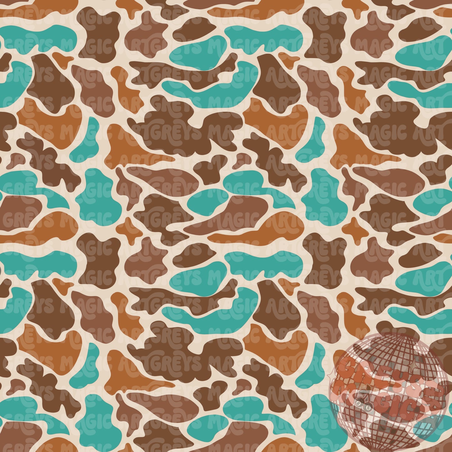 Blue Orange Brown Camo Seamless File