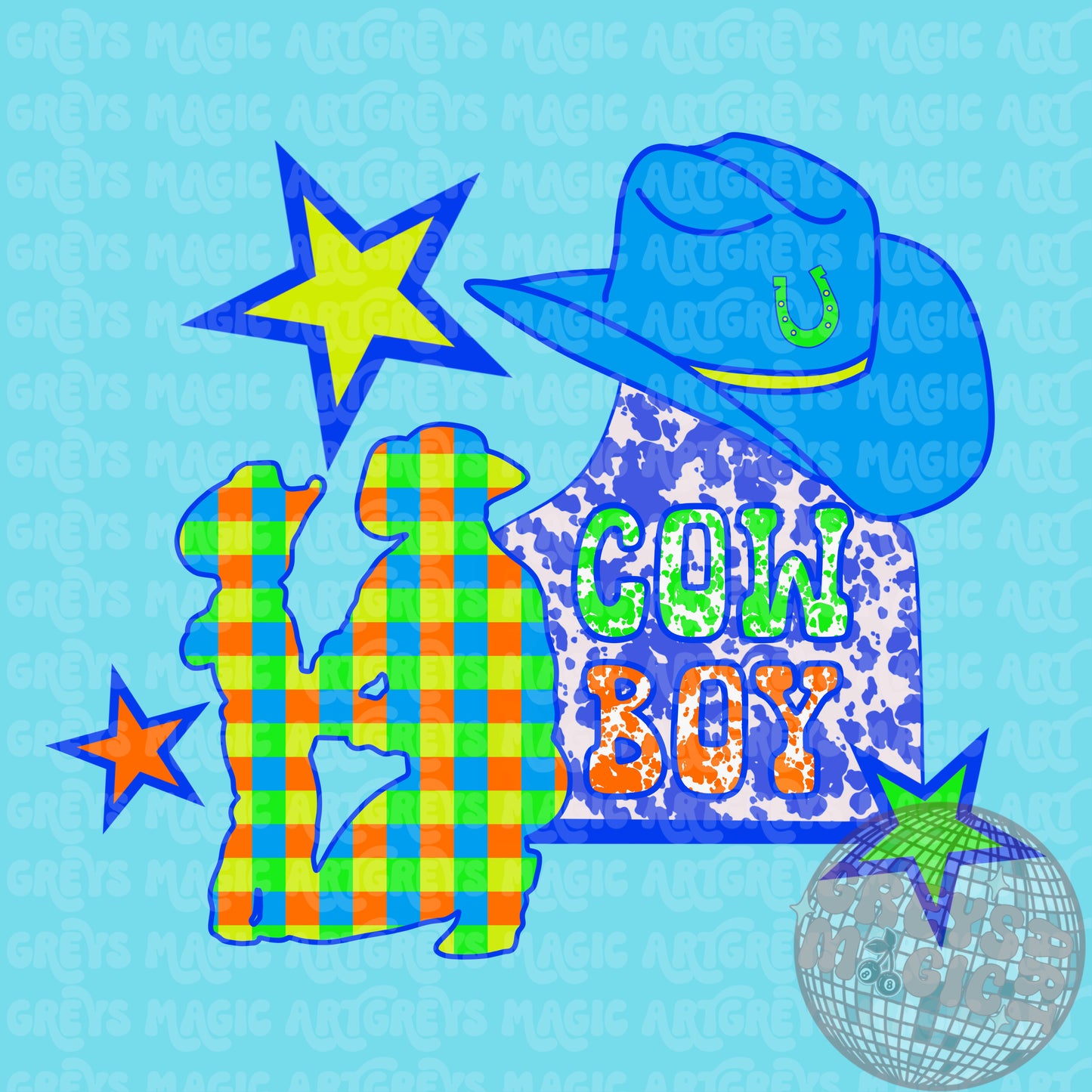 Neon Summer Cowboy PNG