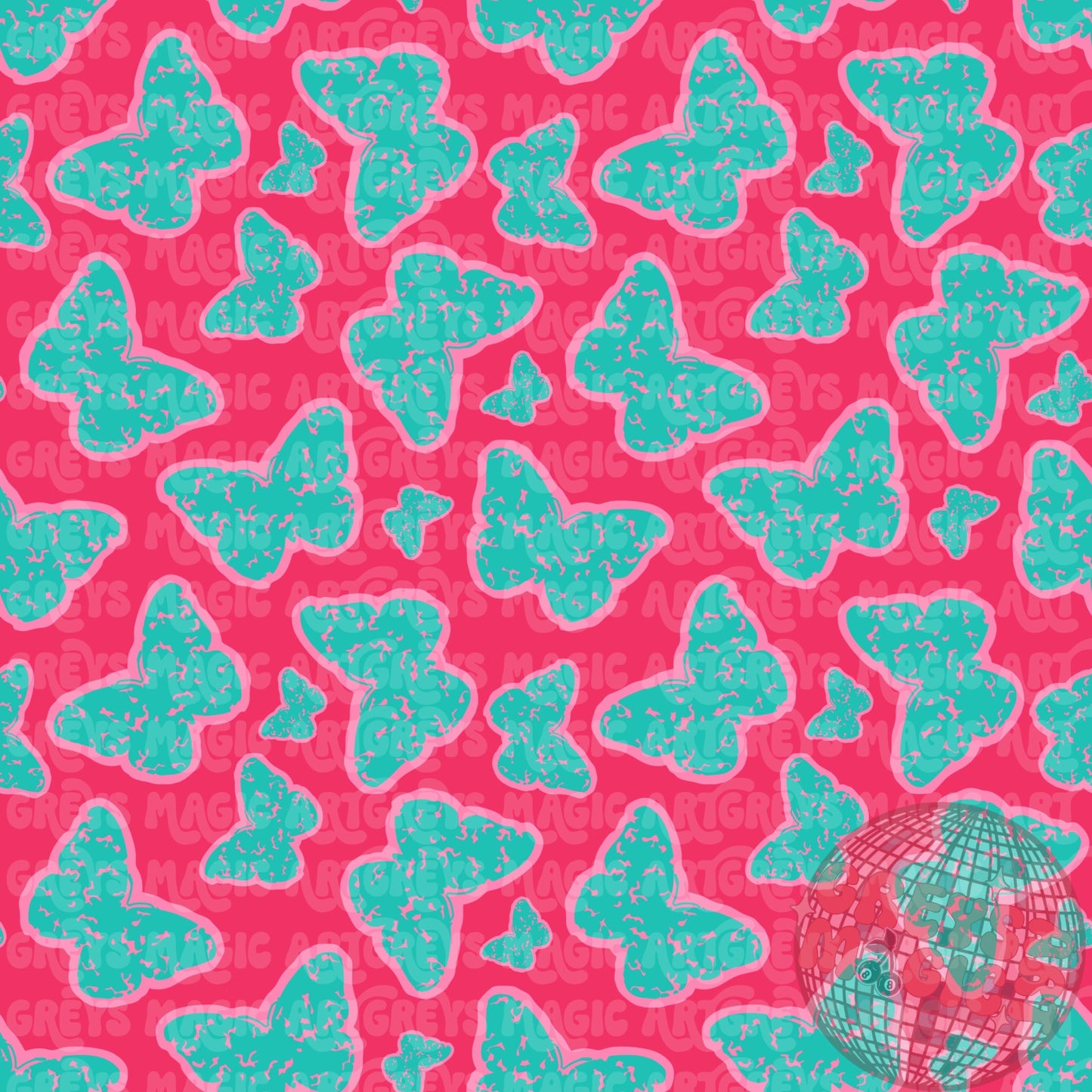 Pink/Turquoise Butterflies Seamless File