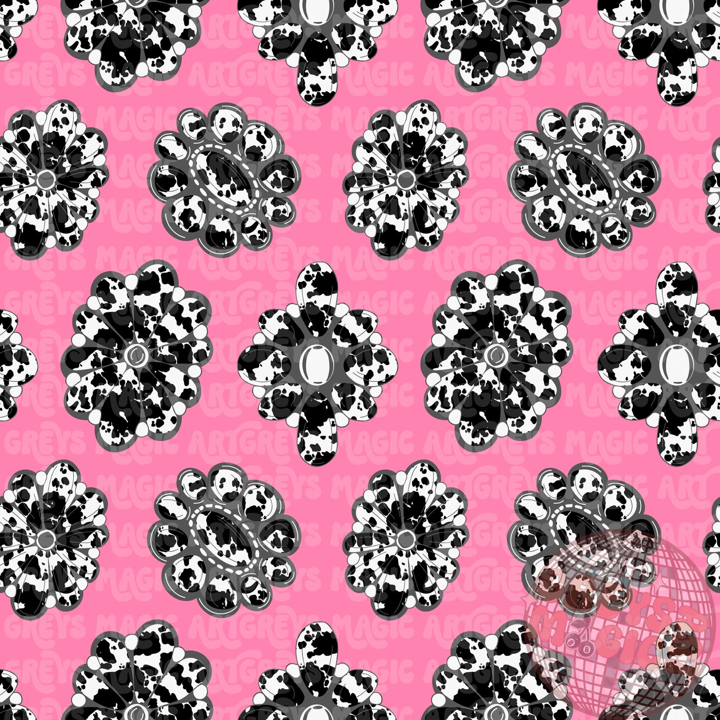 Pink Cowprint Conchos Seamless File