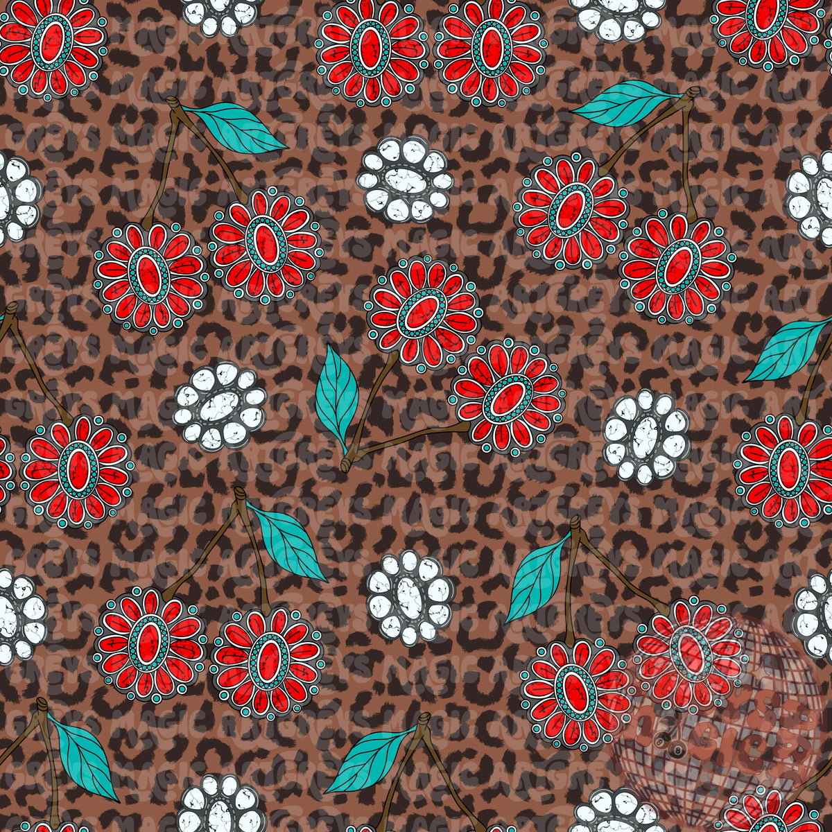 Cherry Conchos Over Cheetah Seamless File