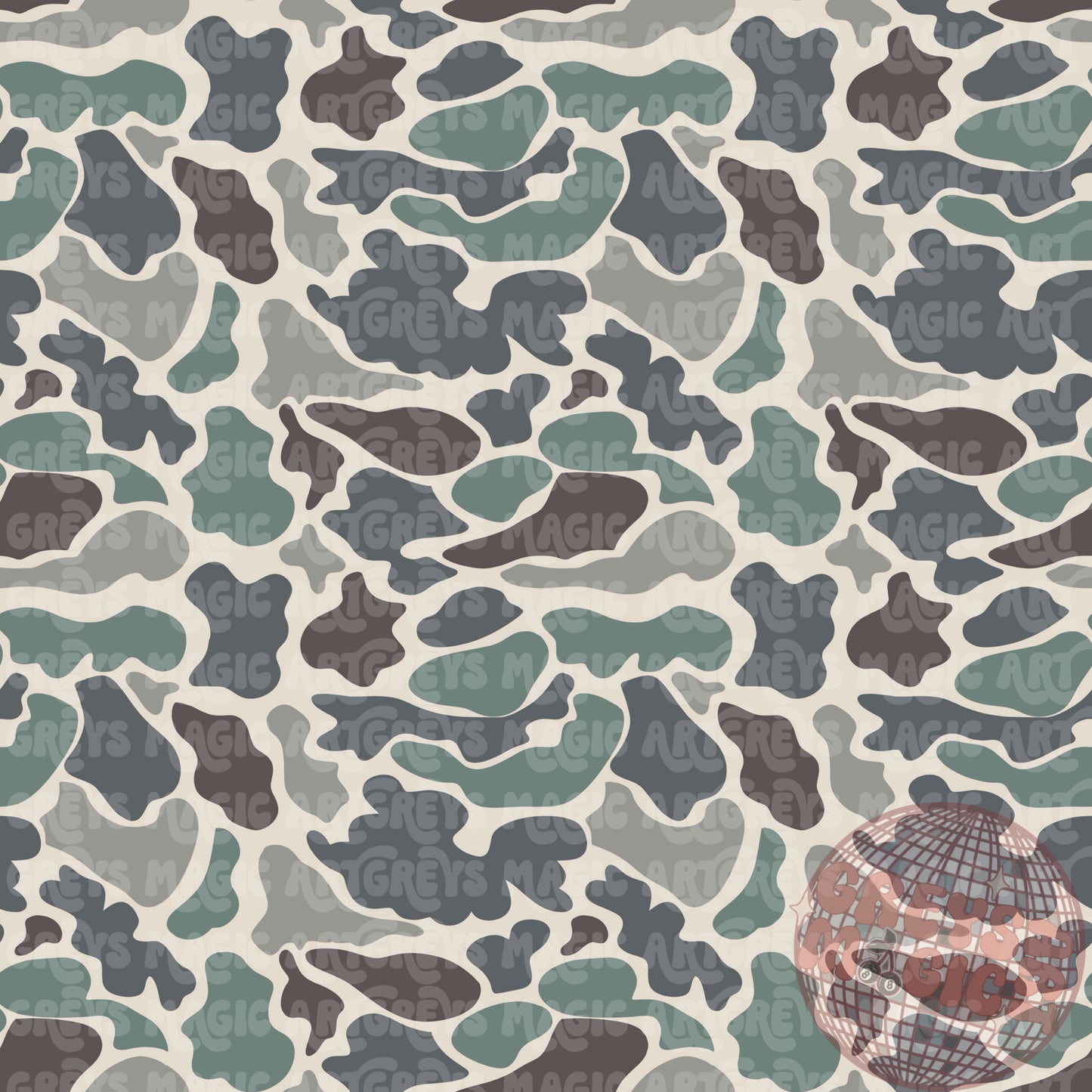 Neutral Green Vintage Santa Christmas Camo Coord Seamless File