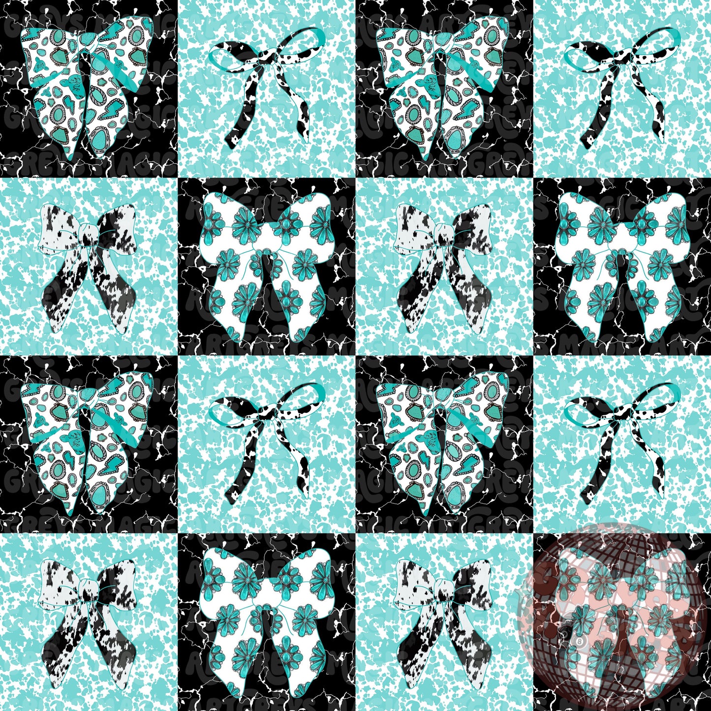 Cowprint Marble Stone Checkered Western Bows Seamless File