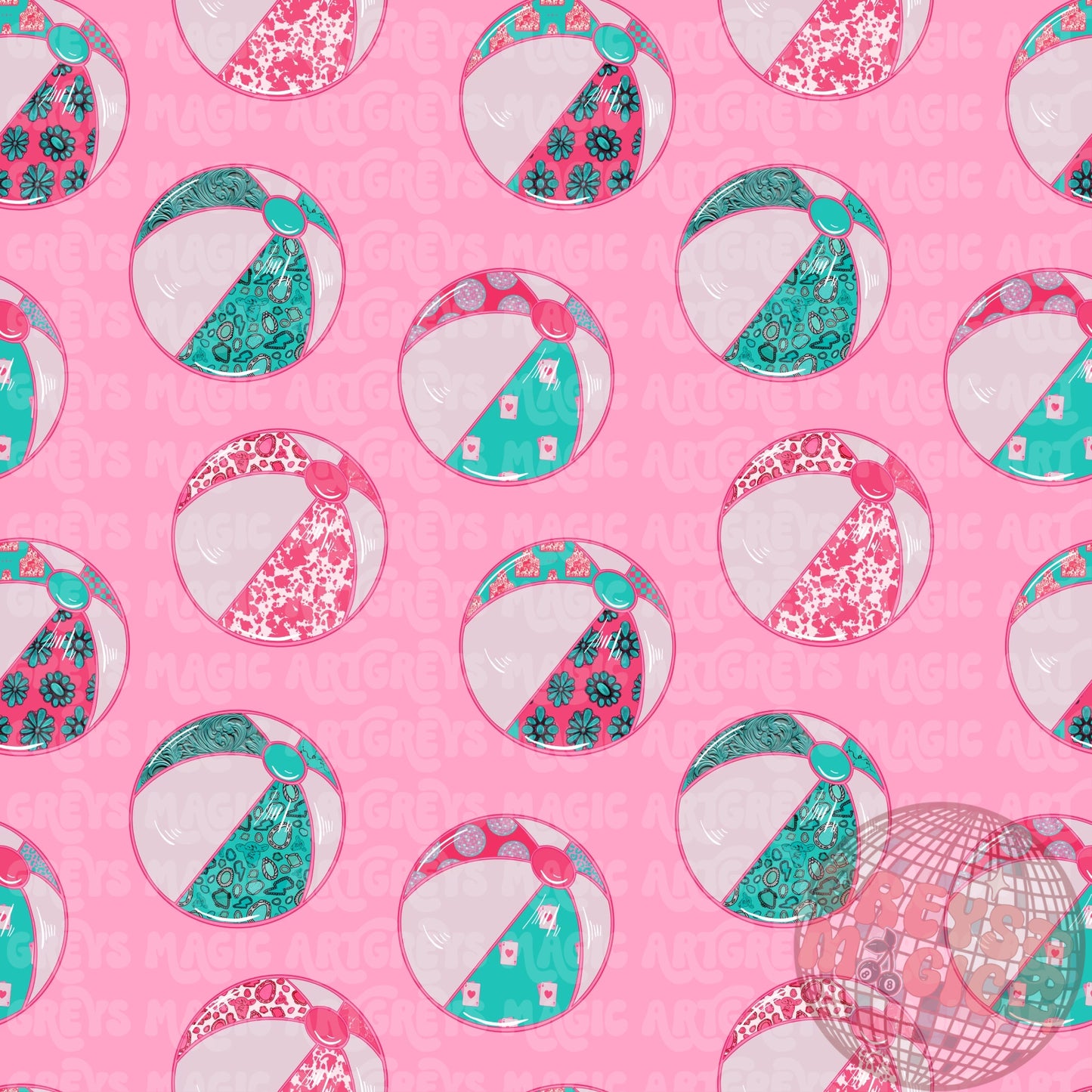Girls Beach Ball Seamless File