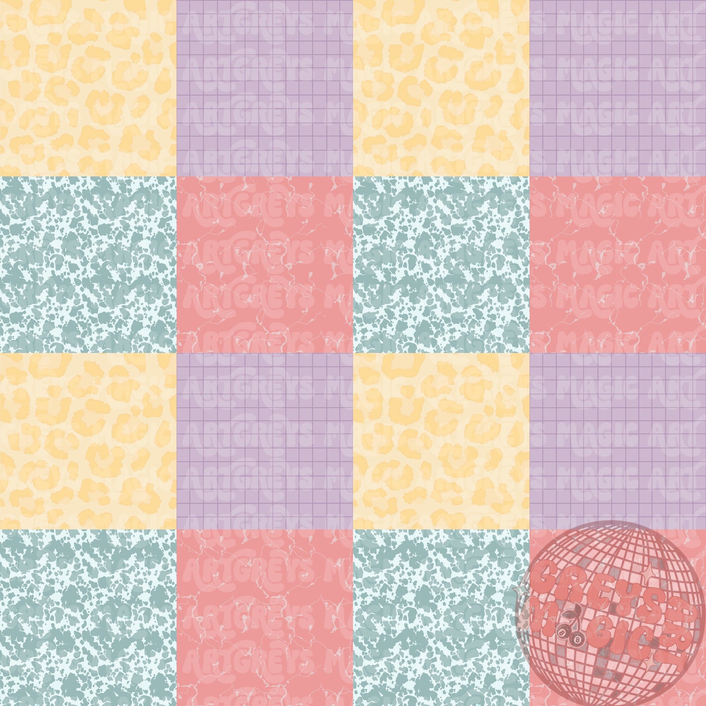 Spring Checkered Leopard Cowprint Marble Stone Seamless File