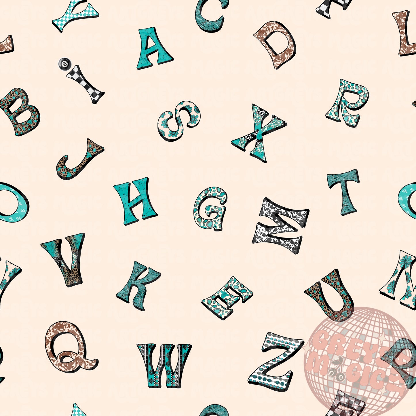 Cream Western Alphabet Seamless File