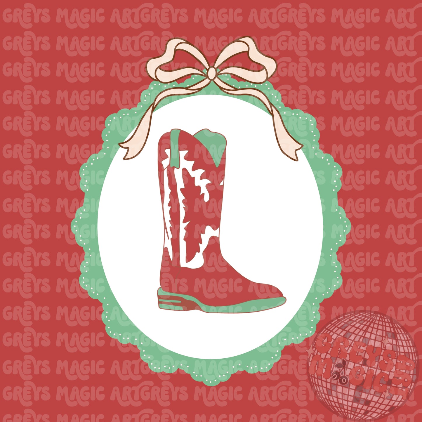 Christmas Cowgirl Boot PNG