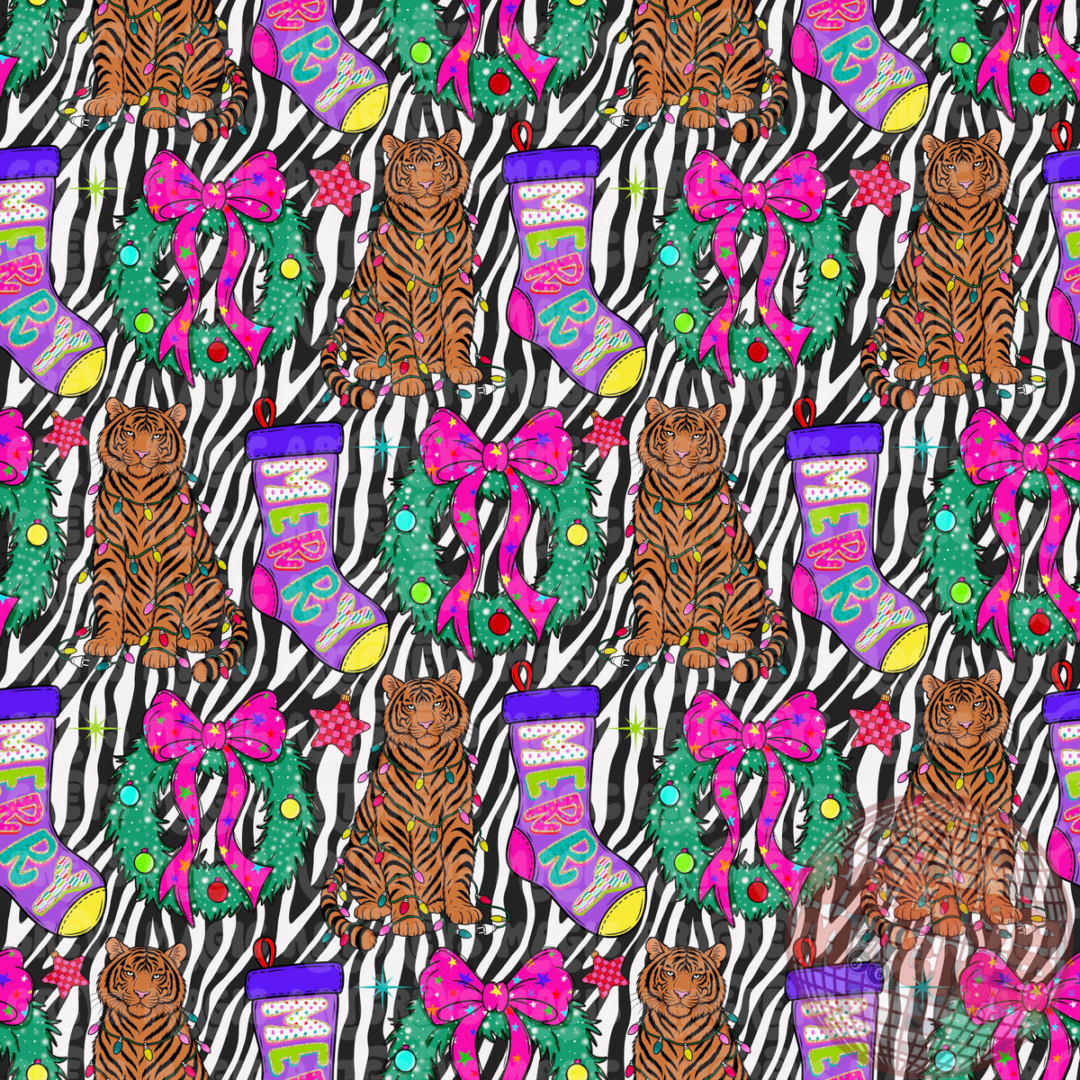 Zebra Tiger Merry Christmas Seamless File