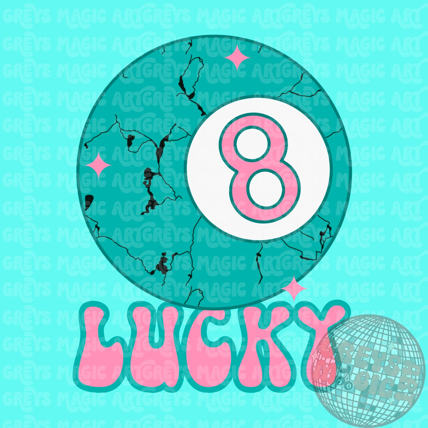 Lucky Turquoise Stone 8ball PNG