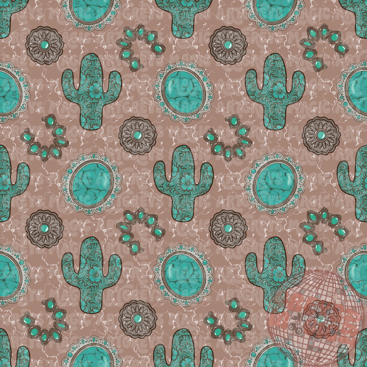 Turquoise Leathertool Cactus Conchos Seamless File