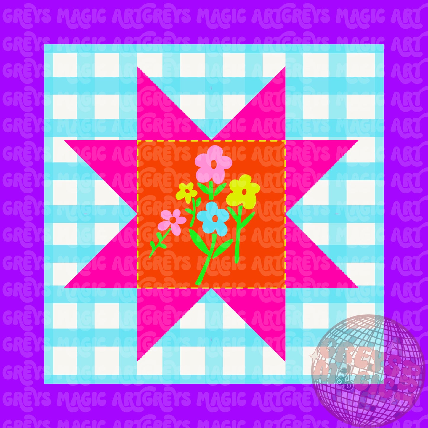 Neon Quilt Patch PNG