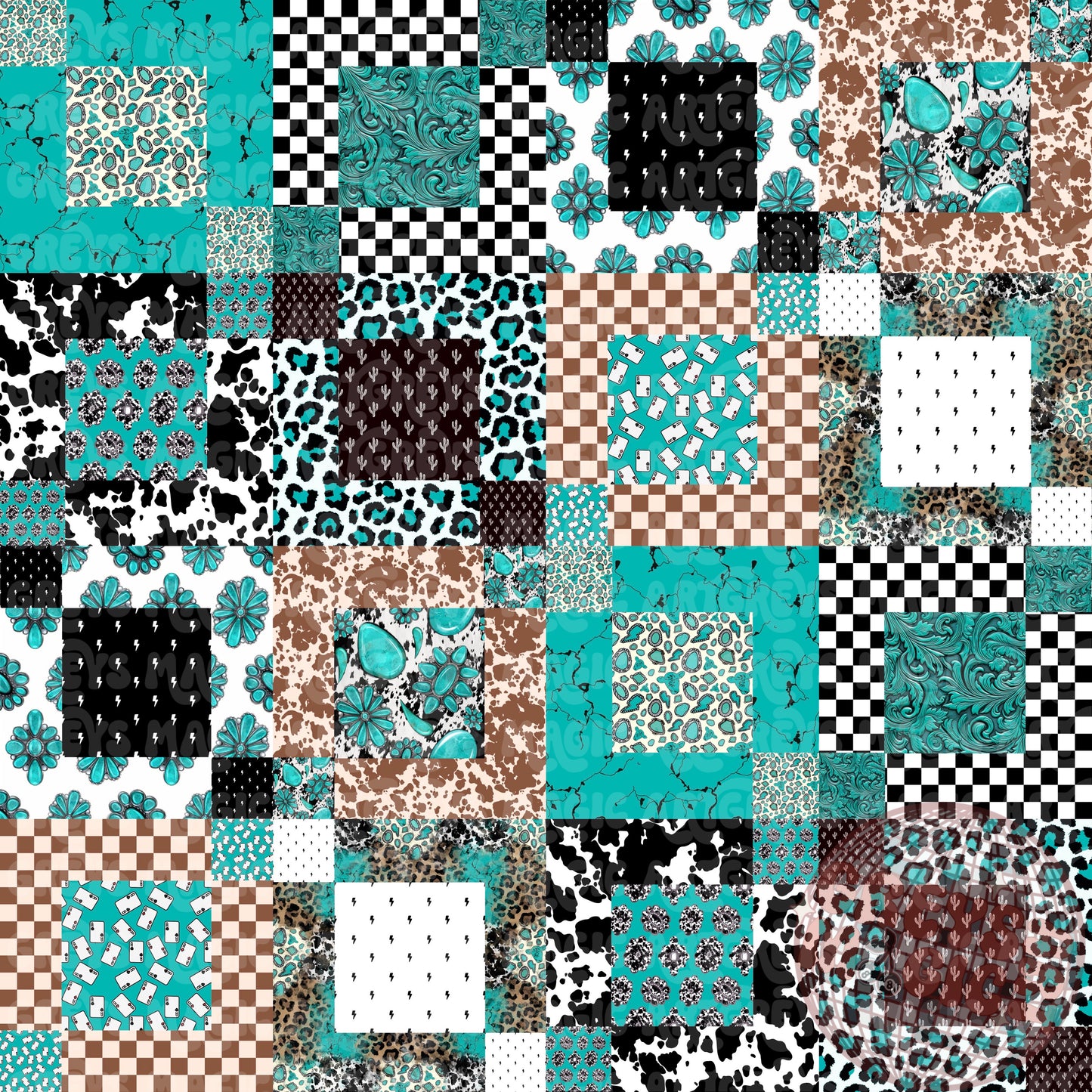 Western Square Patches Seamless File