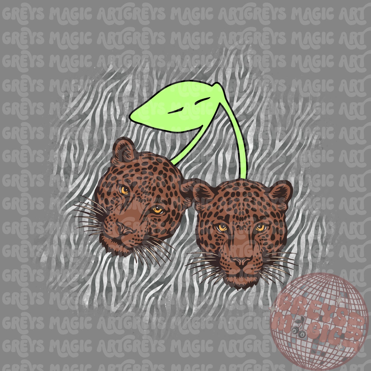 Cheetah Retro Cherries PNG