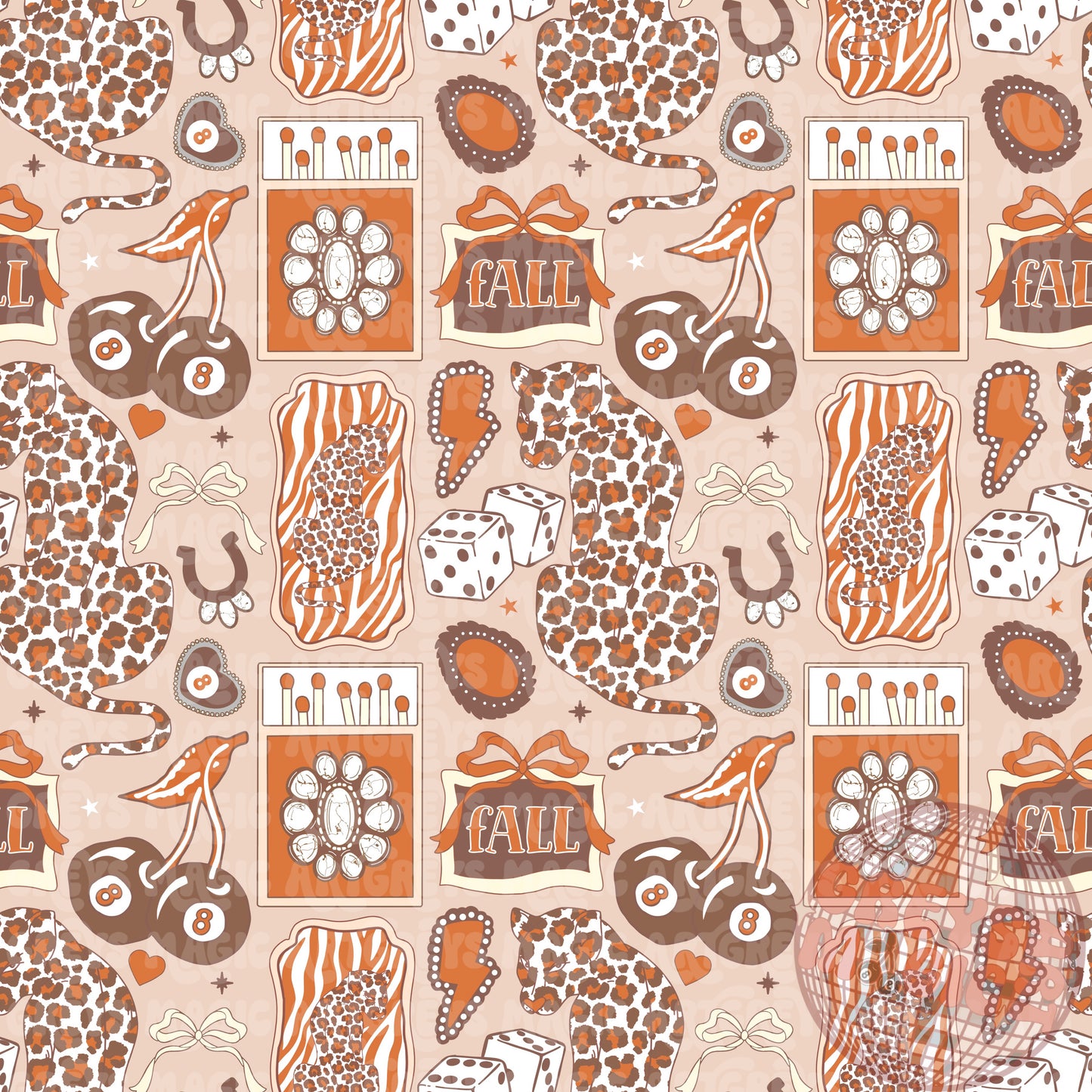 Fall Retro Cheetah Matches 8ball Cherry Seamless File