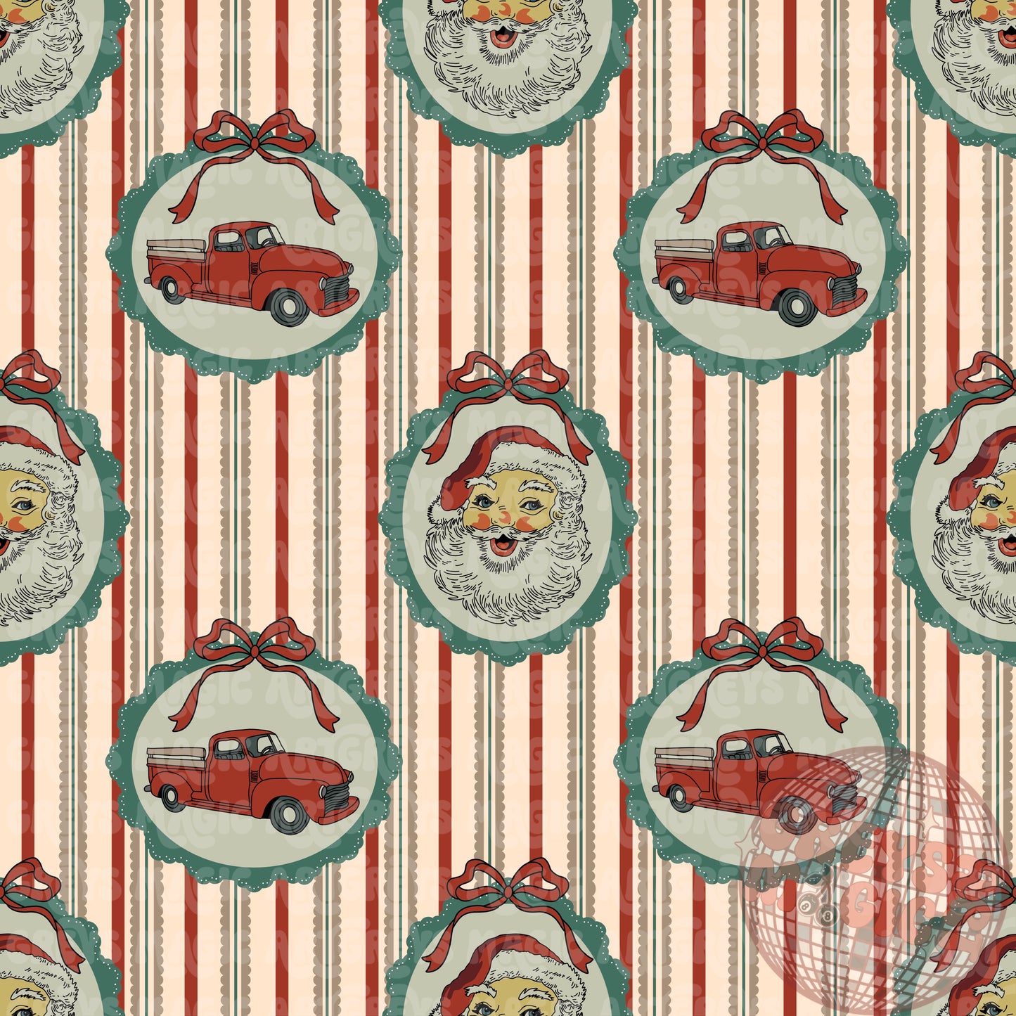 Vintage Santa Stripes Seamless File
