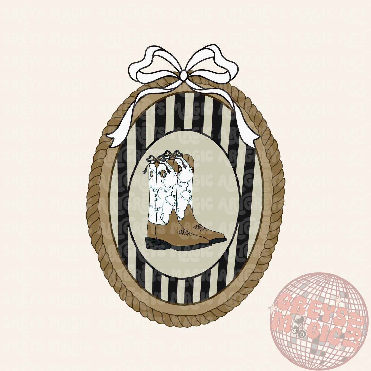 Coquette Bow Mirror Western Boots PNG