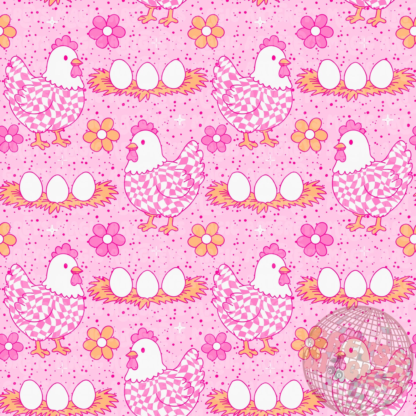 Pink Checkered Chicken Seamless File