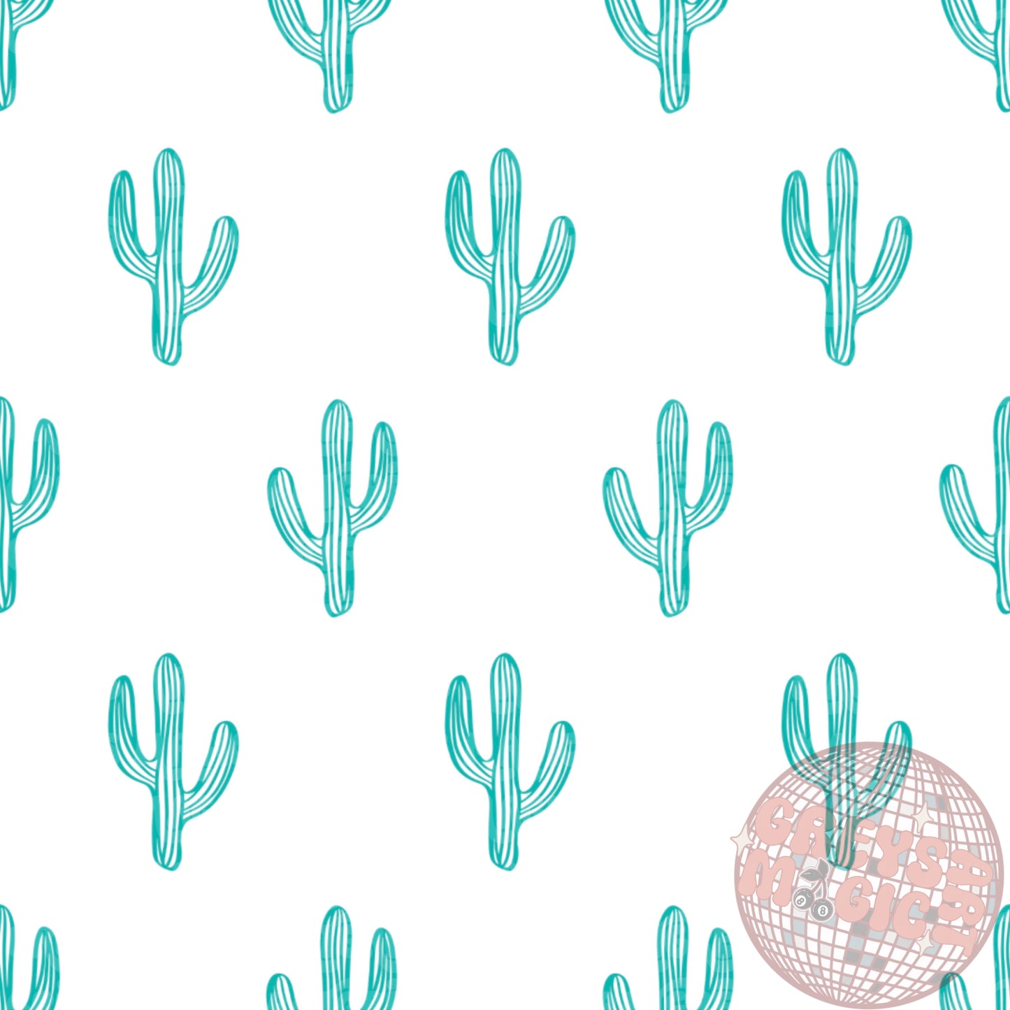 Turquoise And White Cactus Seamless File